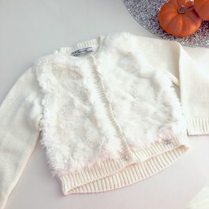 White Furry Kids Cardigan